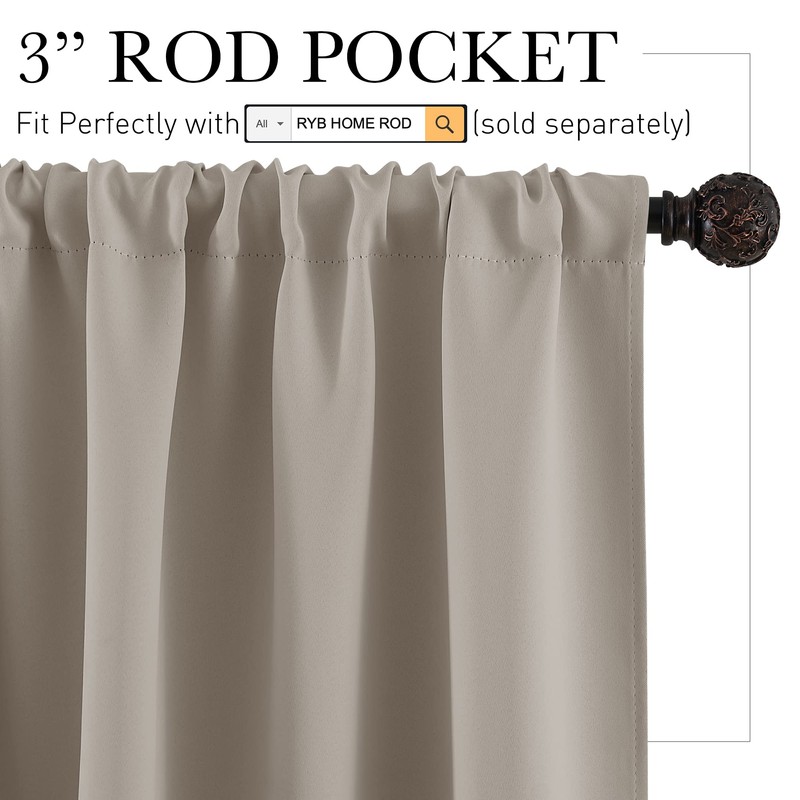 RYB HOME RV Camper Door Window Curtains -Blackout Privacy Curtains