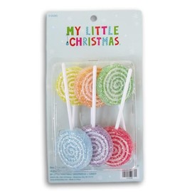 Glitter Lollipop Mini Christmas Tree Ornaments - 6 Count