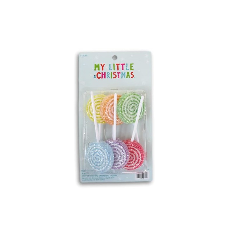 Glitter Lollipop Mini Christmas Tree Ornaments - 6 Count