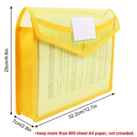 A4 Plastic Wallets, 5 Pcs Popper Wallet Plastic Document Folder Premium Pockets Files Envelope for School Office Home, with Snap Closure,Large Capacity
