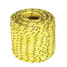 YSMN 1/2 in 100 FT Yellow Double Braided Rope Polyester Rope Heavy Duty Rope for Tree Work Suitable for Outdoor Use