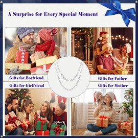 CEKAMA Silver Paperclip Chain Necklace for Women Men 925 Sterling Silver Paper Clip Link Chain Sterling Silver Italian Chain for Teens Girls 3 MM 22 Inches