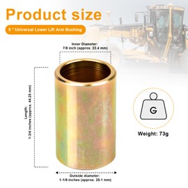 5 PCS Universal Lower Lift Arm Bushing Fits Category Ii to I - Tractor Lower Lift Arms Cat 1 to Cat 2 Bushings, Heavy Duty Lower Lift Arm Bushing Category 1 and 2 Bushing, 302910 30291E1