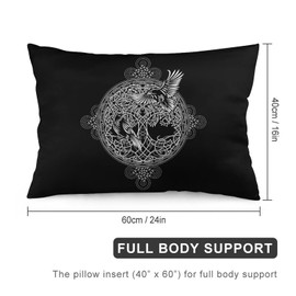 NIBABAEU Vintage Viking Raven Scandinavian Rune Decorative Cushion Cover 50x75cm Soft Polyester Square 1 Piece