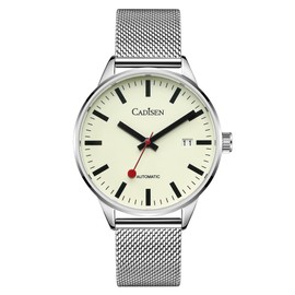 CADISEN Automatic Watch Men's Mechanical Sapphire Glass Waterproof Casual Company, Bai, 主义