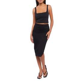Forever 21 Women's Side-Slit Midi Skirt Black