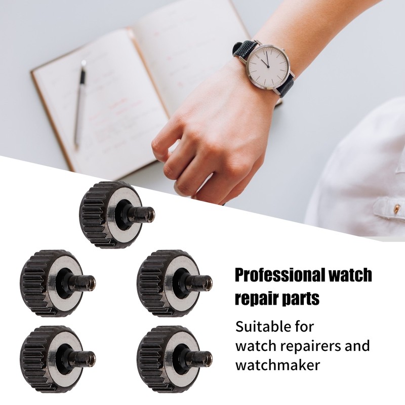 5pcs Watch Crown Steel Watch Head Repairing Parts Replacement Accessories