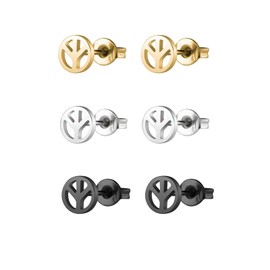 Peace Sign Stud Earring Stainless Steel Hippie Style Love Peace Sign Hippie Stud Earring for Women Men Hippie Party Dressing Accessories 1960s 1970s Jewelry, Metal, metal