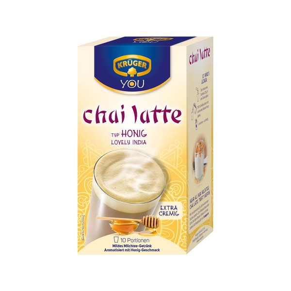 Krüger Chai Latte Lovely India, Honey Flavour, Mild Milk Tea Drink, 10 Sachets