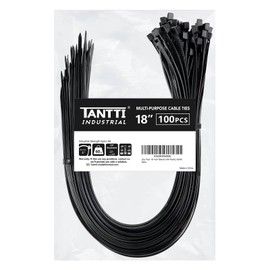 TANTTI Zip Ties 18 inch (100 Pack), Black, 60lb Tensile Strength, UV Resistant Cable Ties for indoor and outdoor use, by Tantti Supply