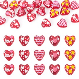 20 abalorio de corazón de vidrio, abalorio espaciadoras de corazón rojo, abalorio dibujadas a mano, abalorio de corazón dulce para mujeres, pulseras, collares, regalo de cumpleaños de San Valentín