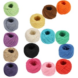 1312 Feet Jute Twine 16 Roll Strong Cord Thick Rope String for DIY Art Craft Gift Wrapping Home Garden Deco (16 Colors)