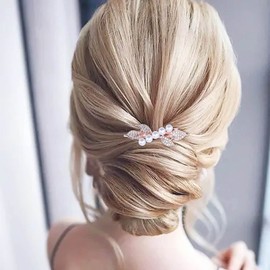 Andelaisi Vintage Pearl Hair Clip Cz Crystal Hair Barrettes Gold Pearl Crystal Barrette Head Clips Rhinestone Hairclip Decorative Headwear Wedding Headpieces Hair Accessories for Women and Girls