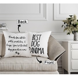 FLDAS Dog Grandma Pillow Covers 18x18, Dog Grandma Gifts, Dog Pillow Cases, Dog Grandmother Mom Gifts, Dog Room Decor, Best Dog Grandma Ever Reversible Pillows Decorative Throw Pillows Cover