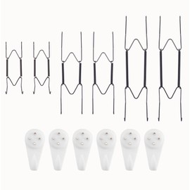 6 Pack 6/8/10 Inch Decorative Plate Medium Plate Hangers for The Wall, Invisible Stainless Steel Wall Hangers for Display with Hooks, for Platter/Dish/Picture(Black)