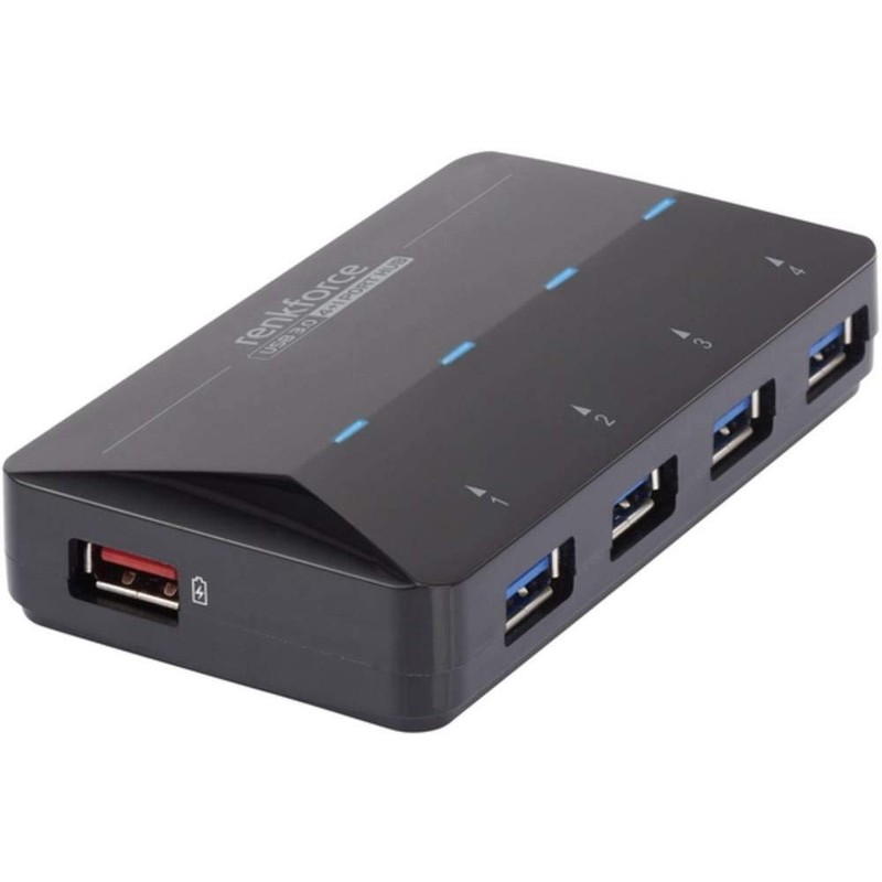Renkforce 4+1 Port USB 3.0-Hub with Schnellladeport, with Status-LEDs black