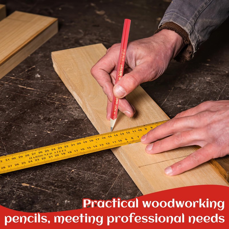 Pack of 20 Carpenter's Pencils, 175 mm Red Pencil, Construction