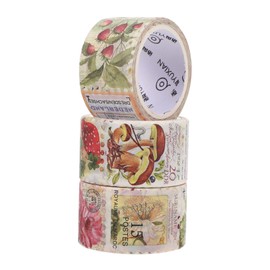 Ciieeo Stamps and Washi Tape Floral Supplies Travel Notebook Decor Scrapbook Washi Tape Paper Packing Tape Journaling Tapes Stamp Lovers Retro Decoration Stickers 3 Rolls