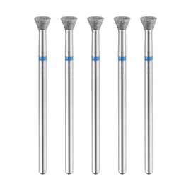 sourcing map 5pcs 120-140 Grits Diamond Grinding Bit 4.7mm Inverted Cone Head 2.35mm Shank 3mm Length Stone Sanding Drill Bits Rotary Tool for Ceramic Glass Nails Grinding Polishing