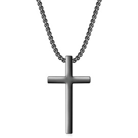 WARMDAY Cross Necklace for Men Silver Gold Black Stainless Steel Mens Cross Necklaces Cross Pendant Necklace Cross Chain 16-24 Inches Jewelry Gifts For Men