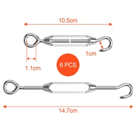 Traxenta Set of 6 Stainless Steel Rope Tensioners, Wire Rope Tensioner, Turnbuckle, Awning Tensioner, Turnbuckles, Washing Line Tensioner, Wire Rope Tensioner, Tensioner Screw, Turnbuckle