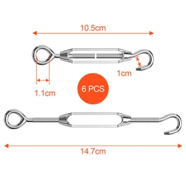 Traxenta Set of 6 Stainless Steel Rope Tensioners, Wire Rope Tensioner, Turnbuckle, Awning Tensioner, Turnbuckles, Washing Line Tensioner, Wire Rope Tensioner, Tensioner Screw, Turnbuckle