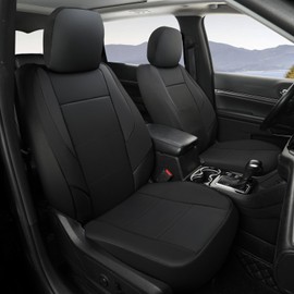 GIANT PANDA Front Car Seat Cover for Jeep, Leather Bucket Seat Covers Custom Fit Jeep Grand Cherokee Compass Gladiator Wrangler Unlimited (Black)
