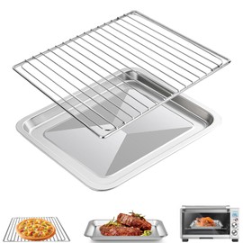 GWYXC Oven Rack & Tray for Breville BOV845BSS Smart Oven Pro, Stainless Steel Air Fryer Basket & Baking Sheet Set, Convection Toaster Oven Accessories, Dishwasher Safe (2-Pack)