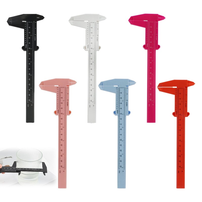TNJPSEK 6 Pack Plastic Vernier Caliper, 150mm Eyebrow Measuring Tool,