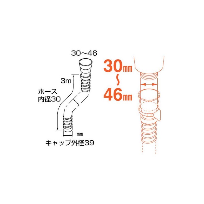 SANEI (サンエイ) Sink Drain Hose, Cuttable, Plug-in Type, 3m PH62-861-3