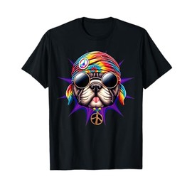 Hippie French Bulldog Puppy Dogs Owner Pet Animal Lover T-Shirt for Men Women Kids