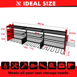 OUREST Power Tool Organizer Wall Mount with 12-Drill Holders-800Lbs Load Heavy Duty Metal 4-Layers Garage Storage and Organization Adjustable Battery Tools Rack Utility Racks Gifts for Men