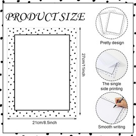 FYSUIMU 80 Sheets Black Polka Dot Stationery Paper Letterhead Letter Writing Paper Single-Sided Computer Printer Paper for Note Greeting Card Invitation Office Printing, 8.5 x 11 In