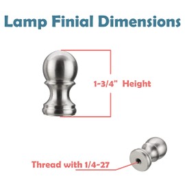 Aspen Creative 24056-10-1, Lamp Finial For Lamp Shade/Brushed Nickel Finish, 1-3/4" Height