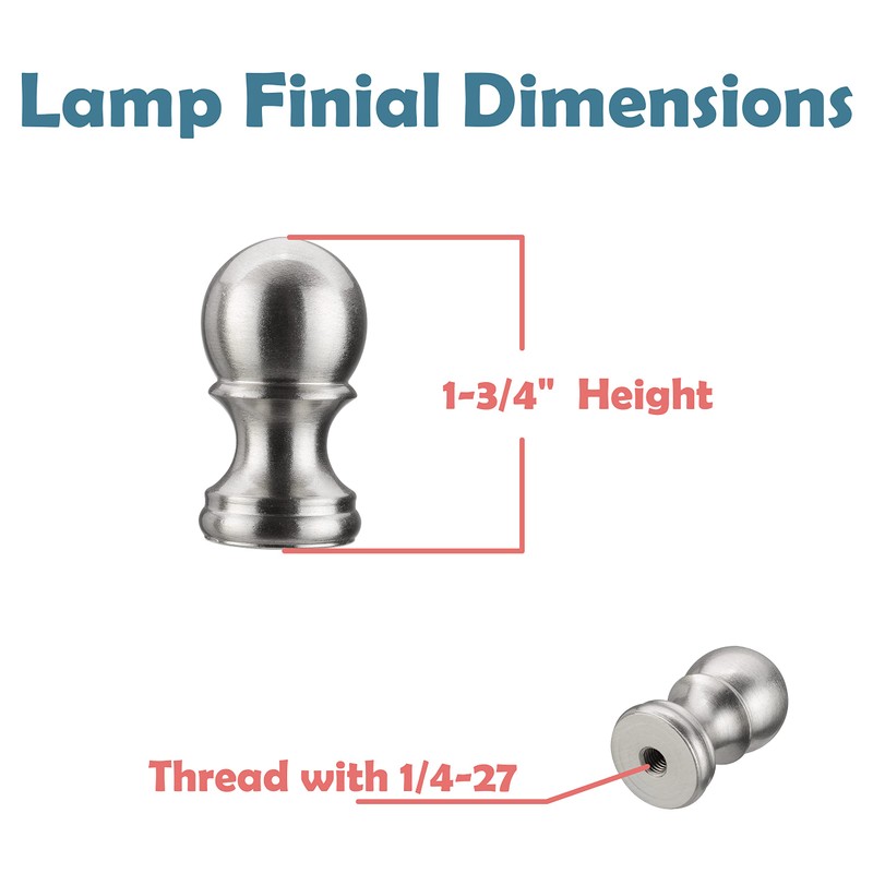 Aspen Creative 24056-10-1, Lamp Finial For Lamp Shade/Brushed Nickel Finish,