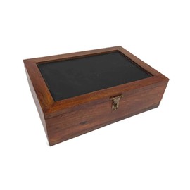 Schooner Bay Co. 11-1/2" x 8-1/4" Wooden Chest with Chalk Board Lid- Antique Vintage Style