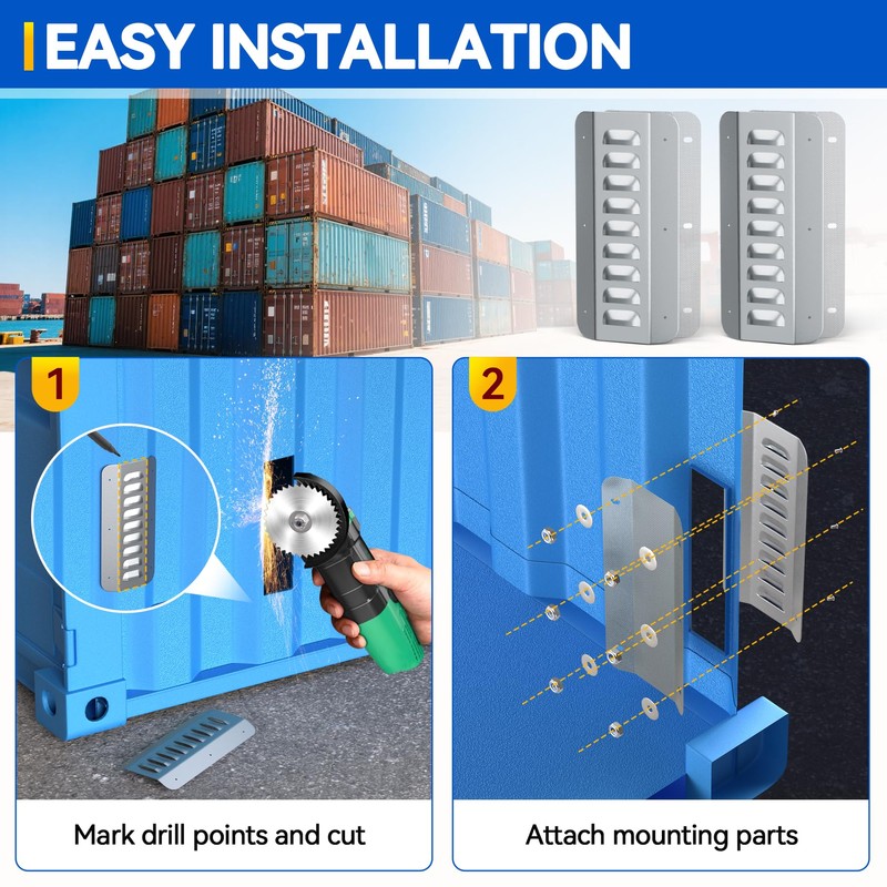 4 Pcs Shipping Container Air Vent Kits, Galvanized Steel Transportation