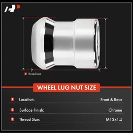 A-Premium 5-PC M12-1.50 Wheel Lug Nuts Compatible with Honda CR-V 1997-2025, Civic 2001-2025, Accord 1990-2025, Pilot, Odyssey, Fit, HR-V, Crosstour, Insight, CR-Z, Element, S2000, Front & Rear