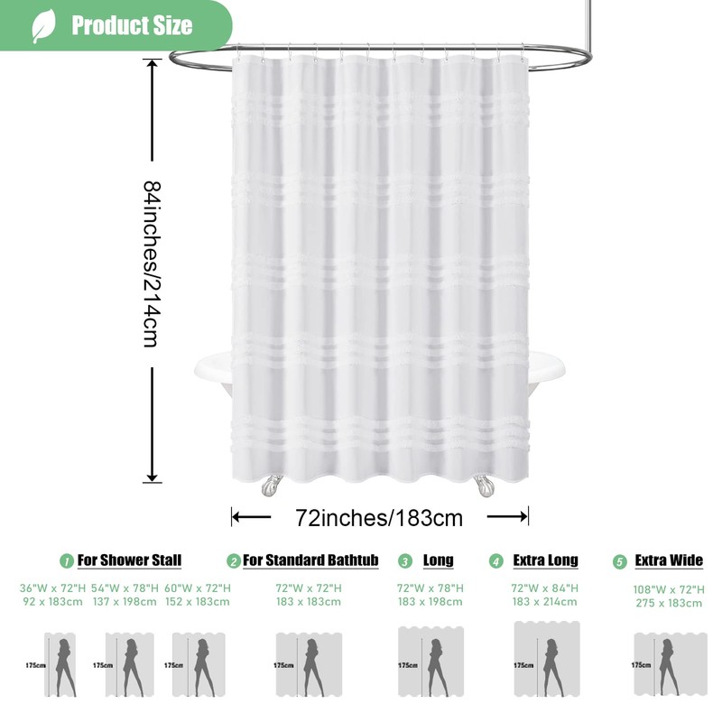 Dynamene Extra Long Shower Curtains - 72 x 84 Inches
