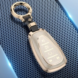 YUBOMT Key Fob Cover for Chevy 5 Buttons Aluminium Alloy Car Key Case with Key Ring for Chevy Equinox Cruze Silverado Malibu Camaro Tahoe Traverse Blazer Sonic,Gold