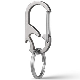 TISUR Keychain, Titanium Carabiner, Small, Bottle Opener Key Ring, Never Falls, Lightweight, Stylish, Keys, Carabiner Hook, Outdoor, Men's (Gray (Pack of 1)