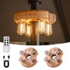 OPOIRA Wood Grain Patio Umbrella Light with Remote Control, Rechargeable