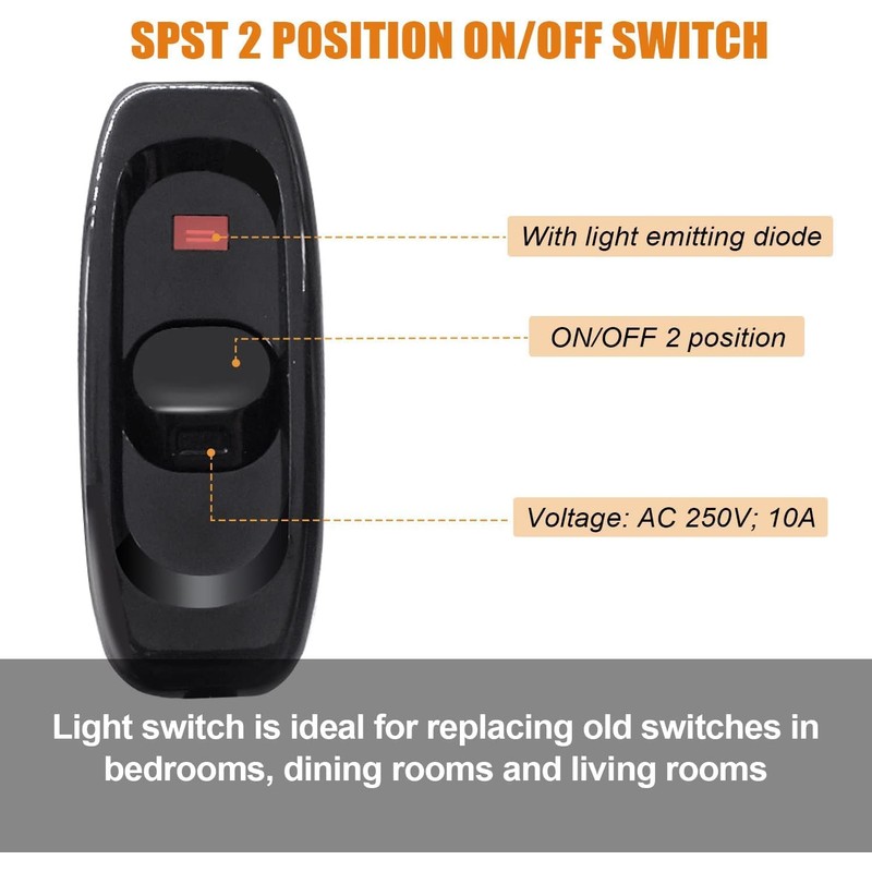 Gebildet 4PCS Inline Cord Switch Appliance Button On/Off 10A 250V
