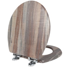 Angol Shiold Round Toilet Seat Molded Wood Toilet Seat with Quietly Close and Quick Release Hinges, Easy to Install also Easy to Clean (Round, Board)