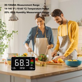 3 in 1 Decibel Meter, 30-130dB Noise Decibel Meter LED Display Noise Temperature Hygrometer, Noise Level Meter, Classroom, Home, Factory Noise Measurement