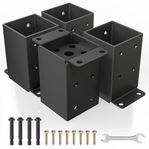 4x4 Post Base 4 Pcs, Heavy Duty Post Anchor with