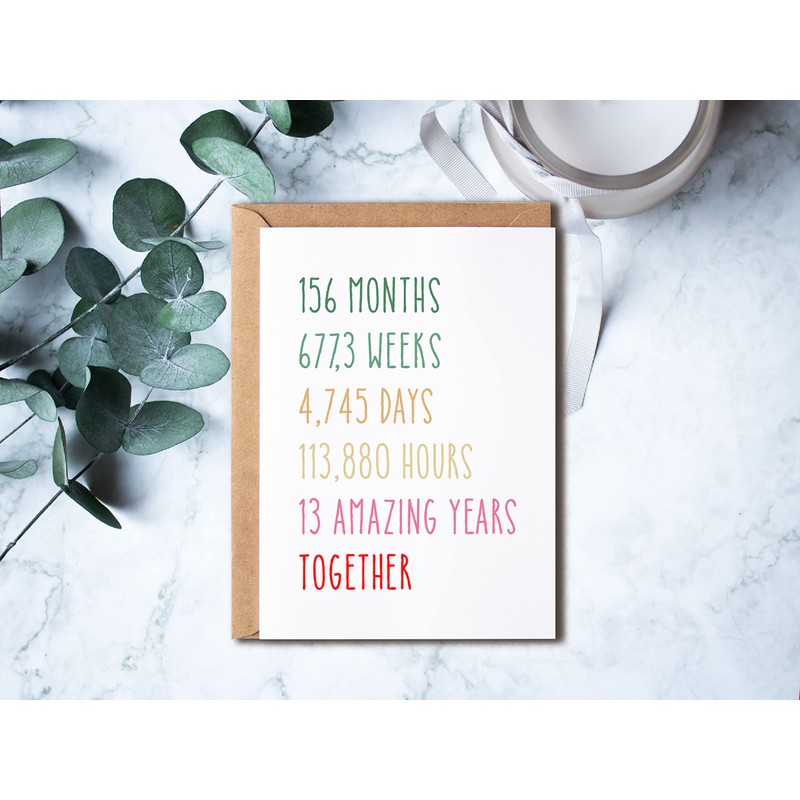EruditeGifts 13th Anniversary Card - Funny 13 Years Wedding Anniversary