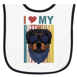 inktastic I Love My Rottweiler Dog Baby Terry Cloth Bib White and Black 3d112