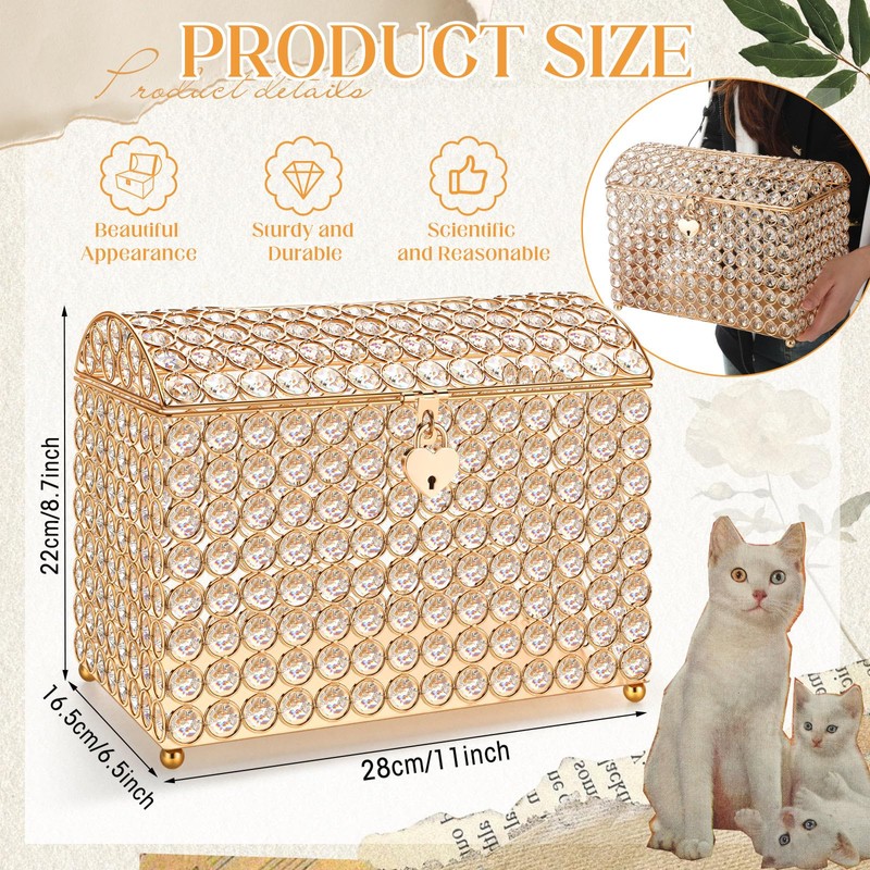Nitial Crystal Wedding Card Box with Heart Lock 11in Wedding