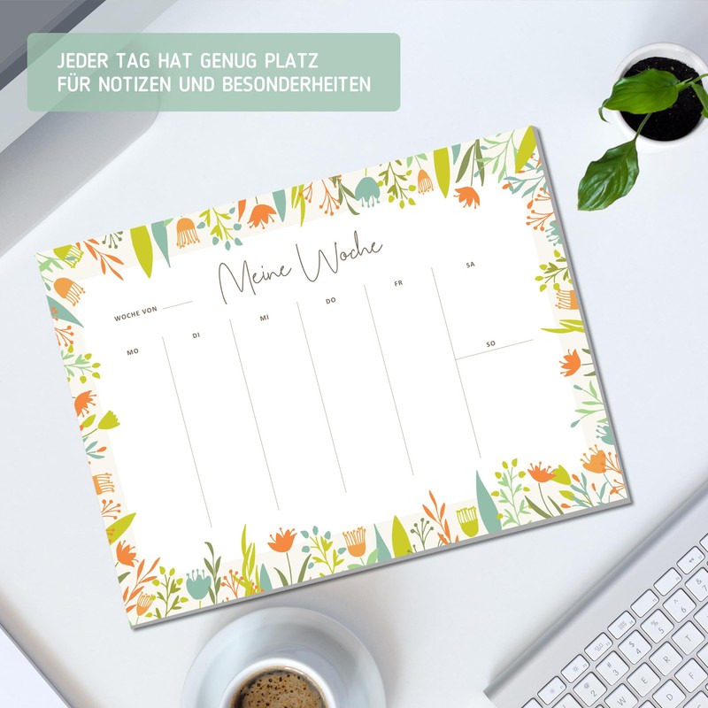 Cucoller Weekly Planner Pad A4 without Fixed Date (50 Pages),